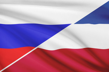 Flags. Russia and Socialist Federal Republic of Yugoslavia.