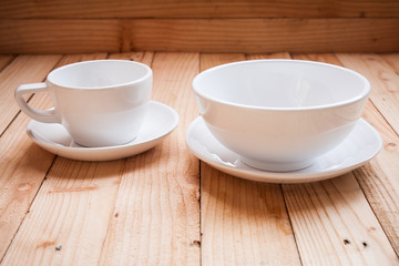 empty coffee cup and bowl
