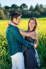 Fototapeta premium Happy beautiful young woman with her boyfriend.