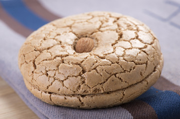 Studio shot of almond cookie on table