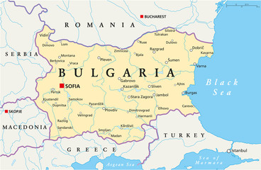 Bulgaria Political Map - obrazy, fototapety, plakaty