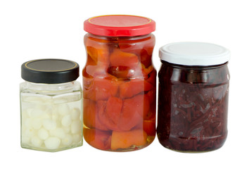 jar of garlic pepper beetroot isolated on white