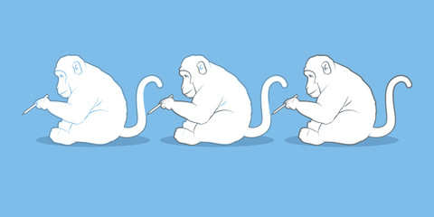 Illustration of monkeys drawing each other