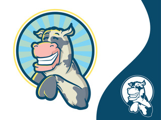 Cute cow icon in a circle various