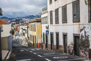 old historic town center of Funchal, Madeira island, Portugal.
