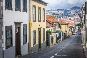 old historic town center of Funchal, Madeira island, Portugal.