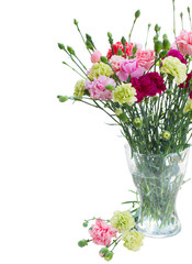 bunch of carnation flowers in glass vase
