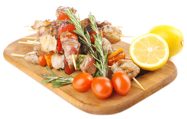 Pork kebab isolated on white