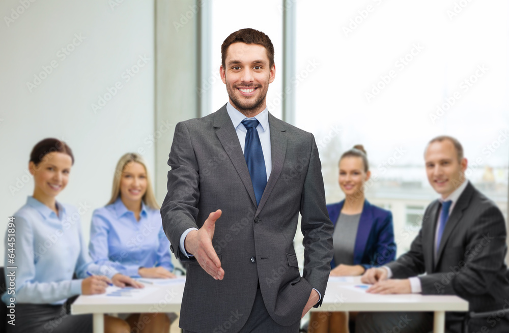 Canvas Prints businessman with open hand ready for handshake