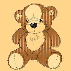 Hand drawn teddy bear with polka dots