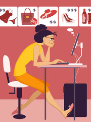 Woman shopping in an on-line store