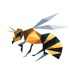 Illustration of abstract origami flying bee