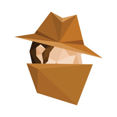  Illustration of abstract polygonal spy character