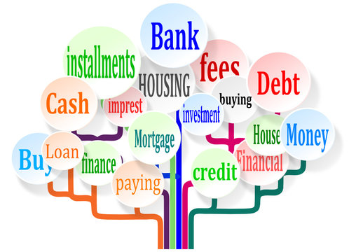 Colorful tree with signs of financial market -vector