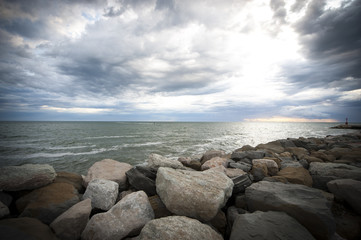 Clouds, rock and sea