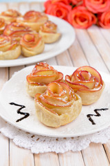 Tasty  puff pastry with apple shaped roses