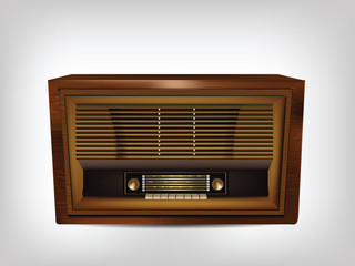 Fototapeta na wymiar Illustration of antique wooden radio on gray background