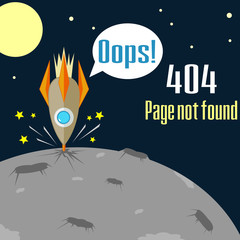 Error 404 concept with crushed rocket