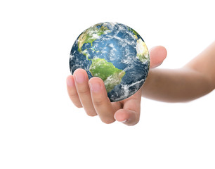 Hands with earth (Elements of this image furnished by NASA)