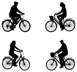 city bicyclists silhouettes - vector
