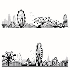Vector illustration.Roller Coaster Silhouette