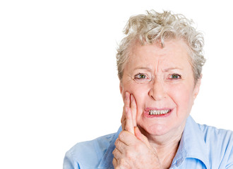 Portrait, headshot senior woman having tooth pain