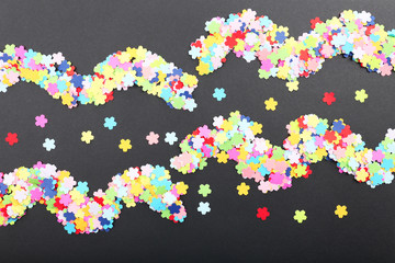 Confetti on black background