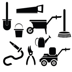 garden tools silhouettes