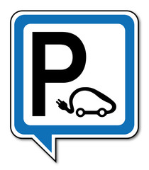 Logo parking véhicules électriques.