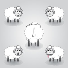 Vector cartoon illustration of sheep