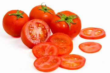Tomatoes With Slices on White