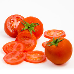 Tomatoes With Slices on White