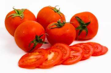 Tomatoes With Slices on White