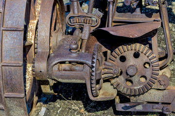 Old antique greas rusting in nature