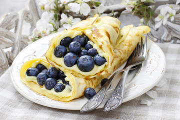 Crepes with blueberries