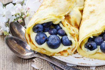 Crepes with blueberries