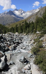 Fototapeta na wymiar stream and mountain landscape at Matterhorn