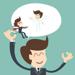 Devil and Angel - Positive thinking concept