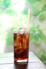 cola drink in glass.