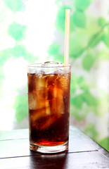 cola drink in glass.