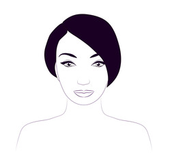Beautiful girl with short hair sketch portrait