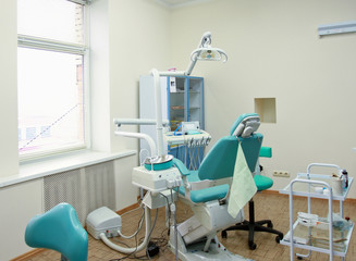 Dental tools on a dentist's chair