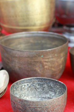 bowl vintage copper sold in the market.