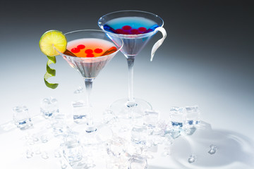 Cocktail with whisky and raspberry sphere