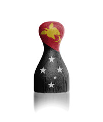 Wooden pawn with a flag painting