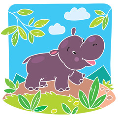 Children vector illustration of little hippo