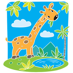 Children vector illustration of giraffe