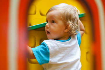 funny little boy closeup