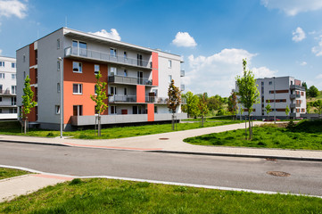 Public view of newly built block of flats in thre green park