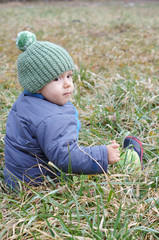 funny little boy closeup